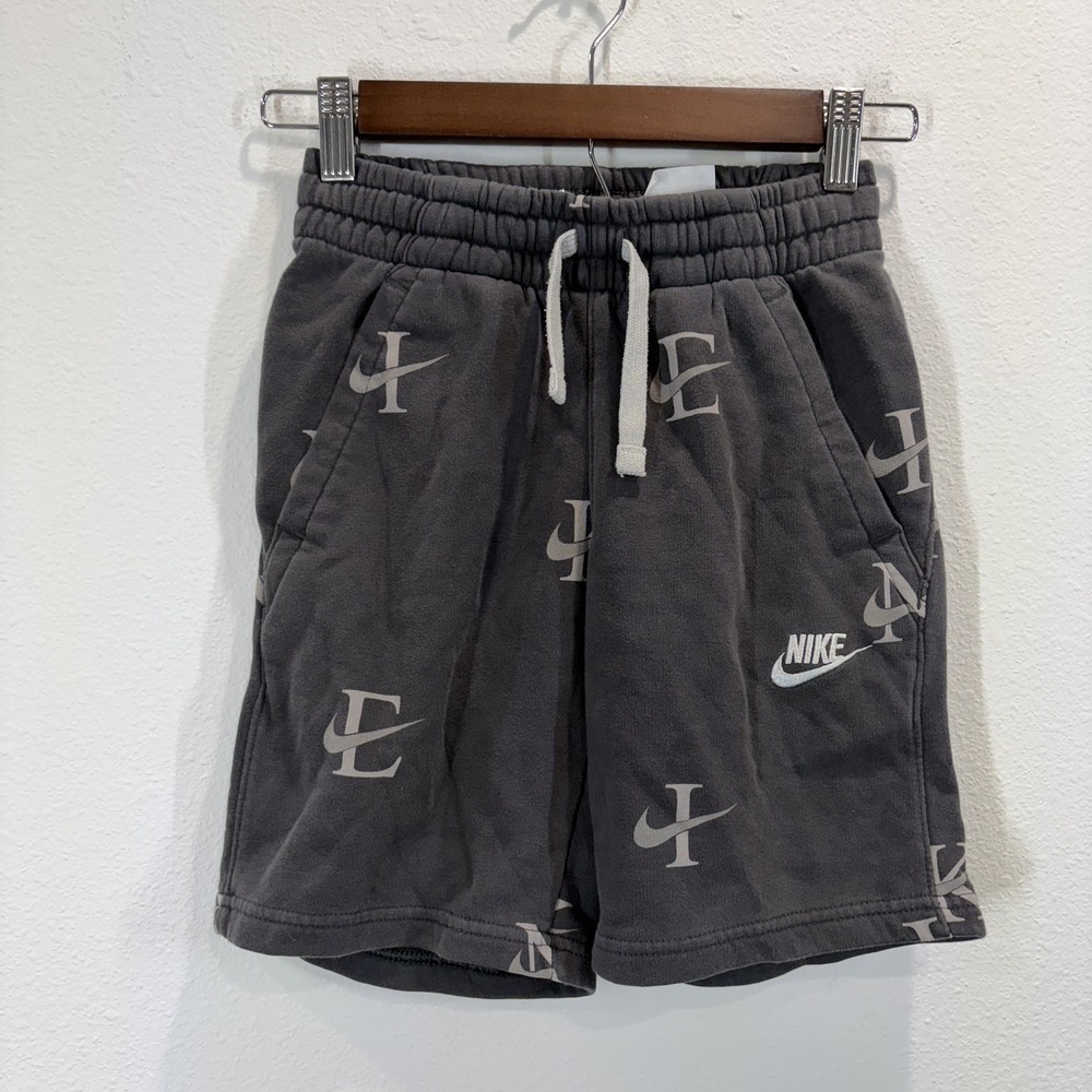 Nike Boys Youth Big Kid Small Swoosh All Over Print Shorts Charcoal